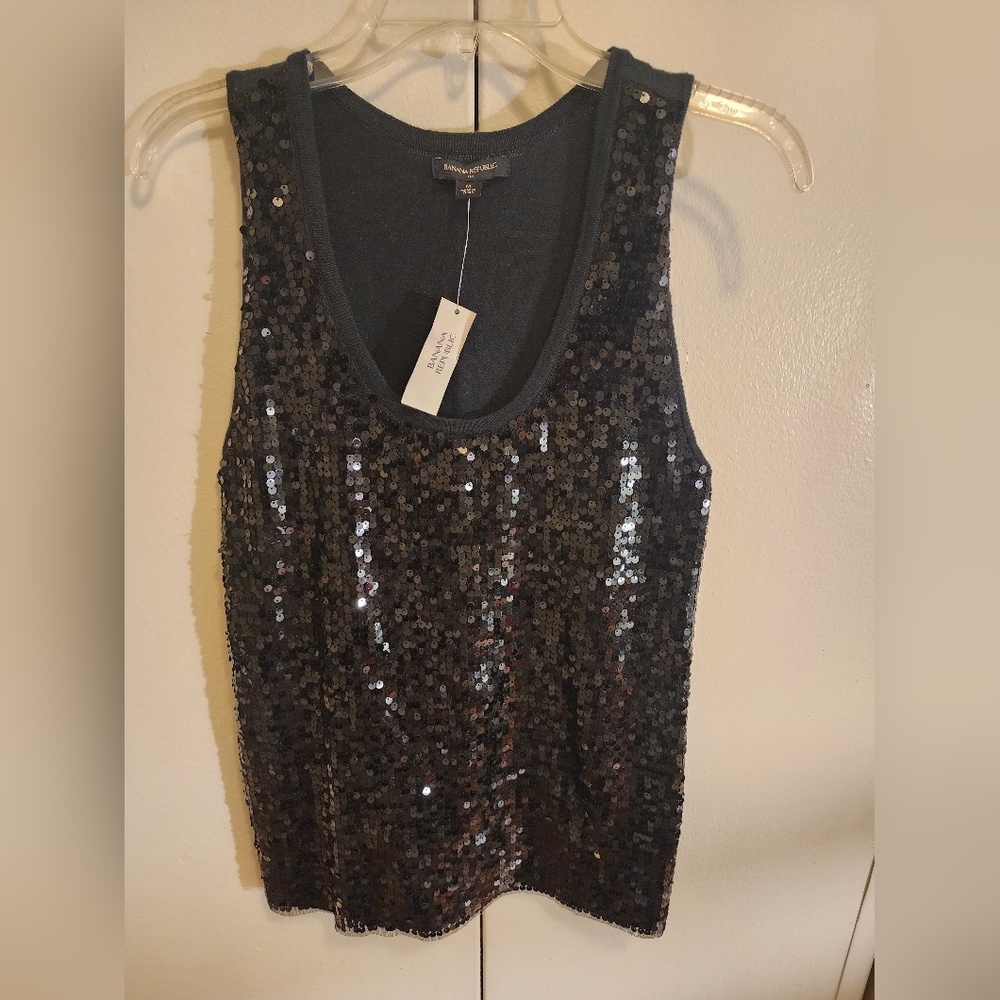 NWT Sequin Black Sleeveless Top